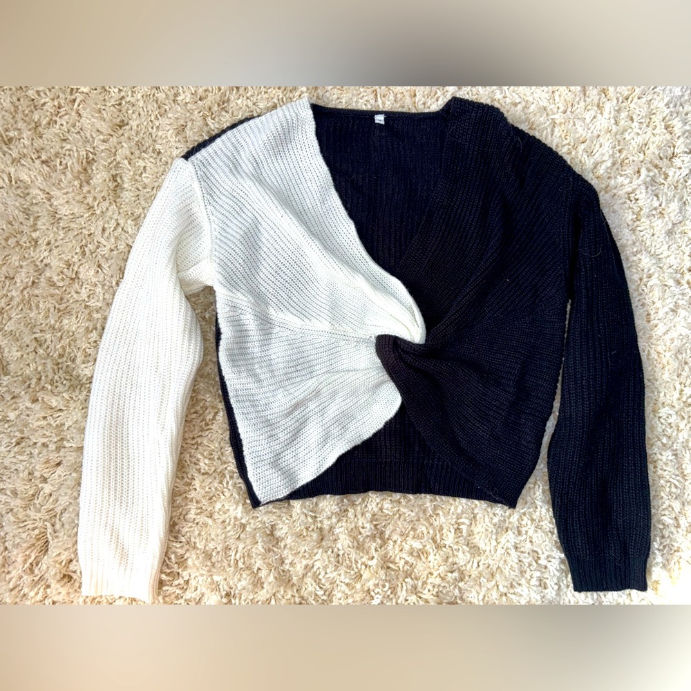 Black and white knit sweater